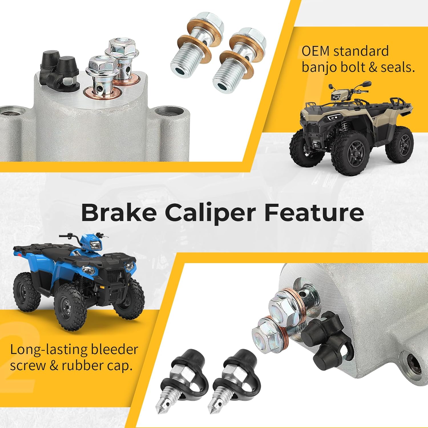 M MATI Rear Brake Caliper & Master Cylinder for Polaris 400 450 500 570 800 ETX Hawkeye 325 400 2011-2020 1911415 1911688 1912301