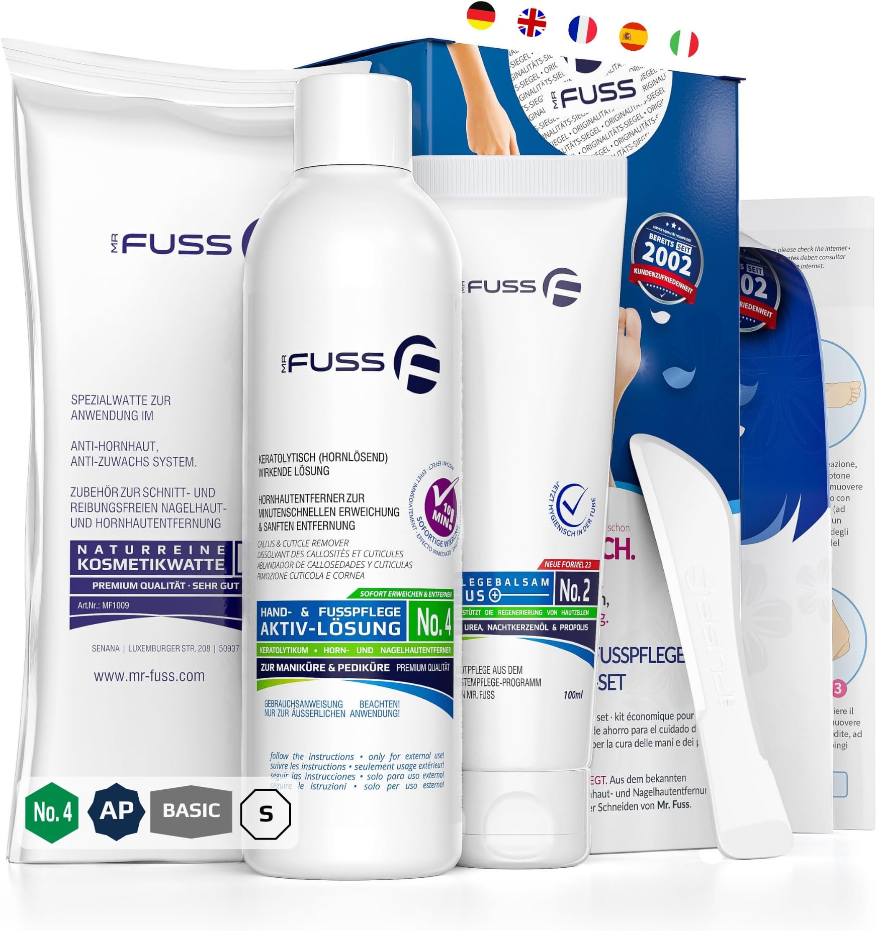 Mr. Fuss Callous Remover Active Solution No. 4 Advanced Pack (Small) Dead Skin Removal Without Grinding or Rubbing - System Pack 4-Part for Callus and Cuticle Removal