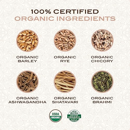 Miniatura 7 de Ayurvedic Roast - Sustituto de café orgánico certificado sin cafeína y mezcla de hierbas alternativa de café no ácido con cebada achicoria