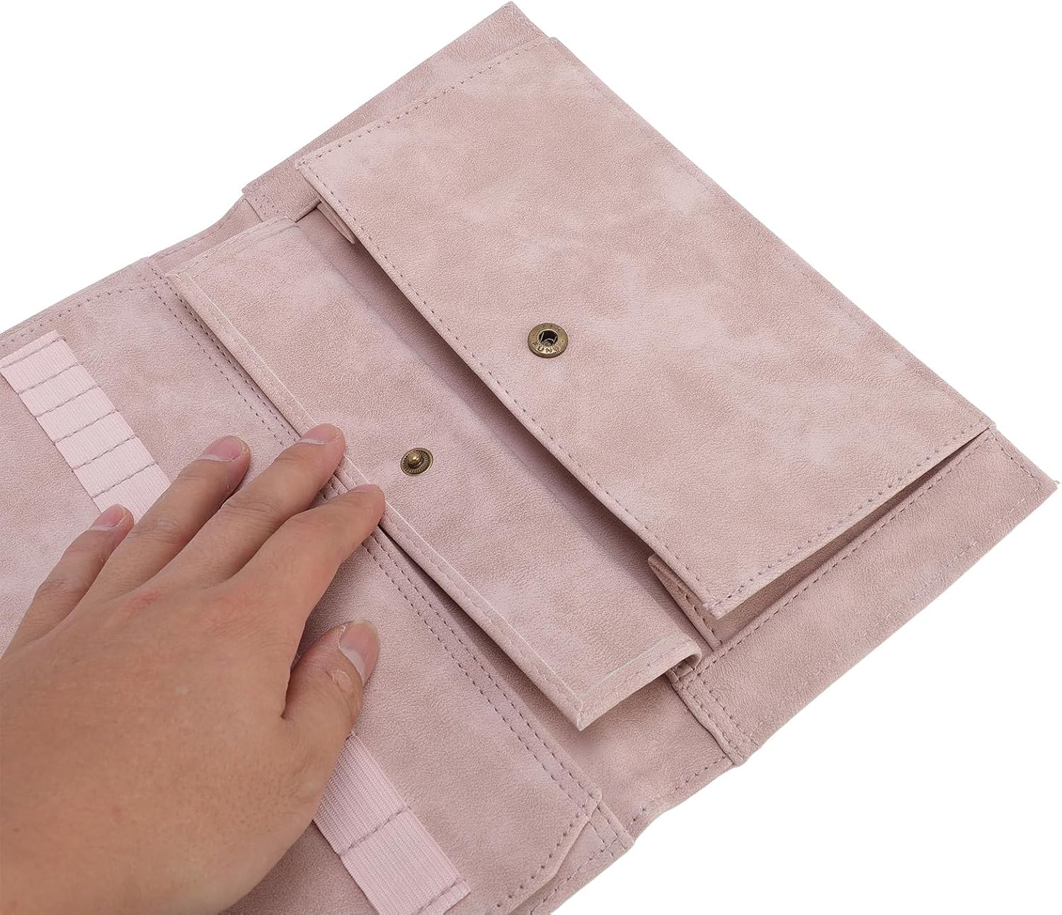 Knitting Needles Holder Case, 13in PU Knitting Needle Storage Bag Knitting Needle Storage Organizer Crochet Hook Case for Home Travel (Light Rosy)