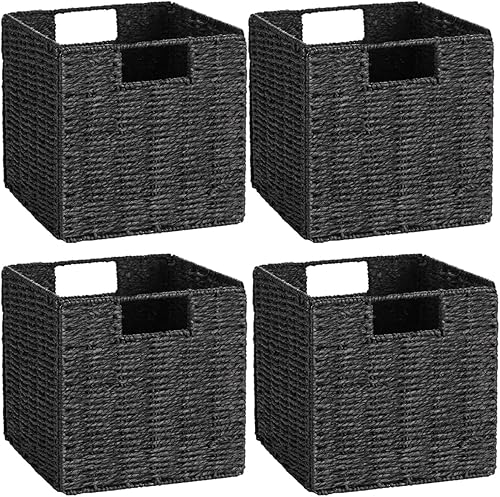 Vagusicc Cesta de almacenamiento de mimbre, juego de 4 2 unidades de 9 pulgadas + 2 paquetes de 11 pulgadas cestas de mimbre tejidas a mano para
