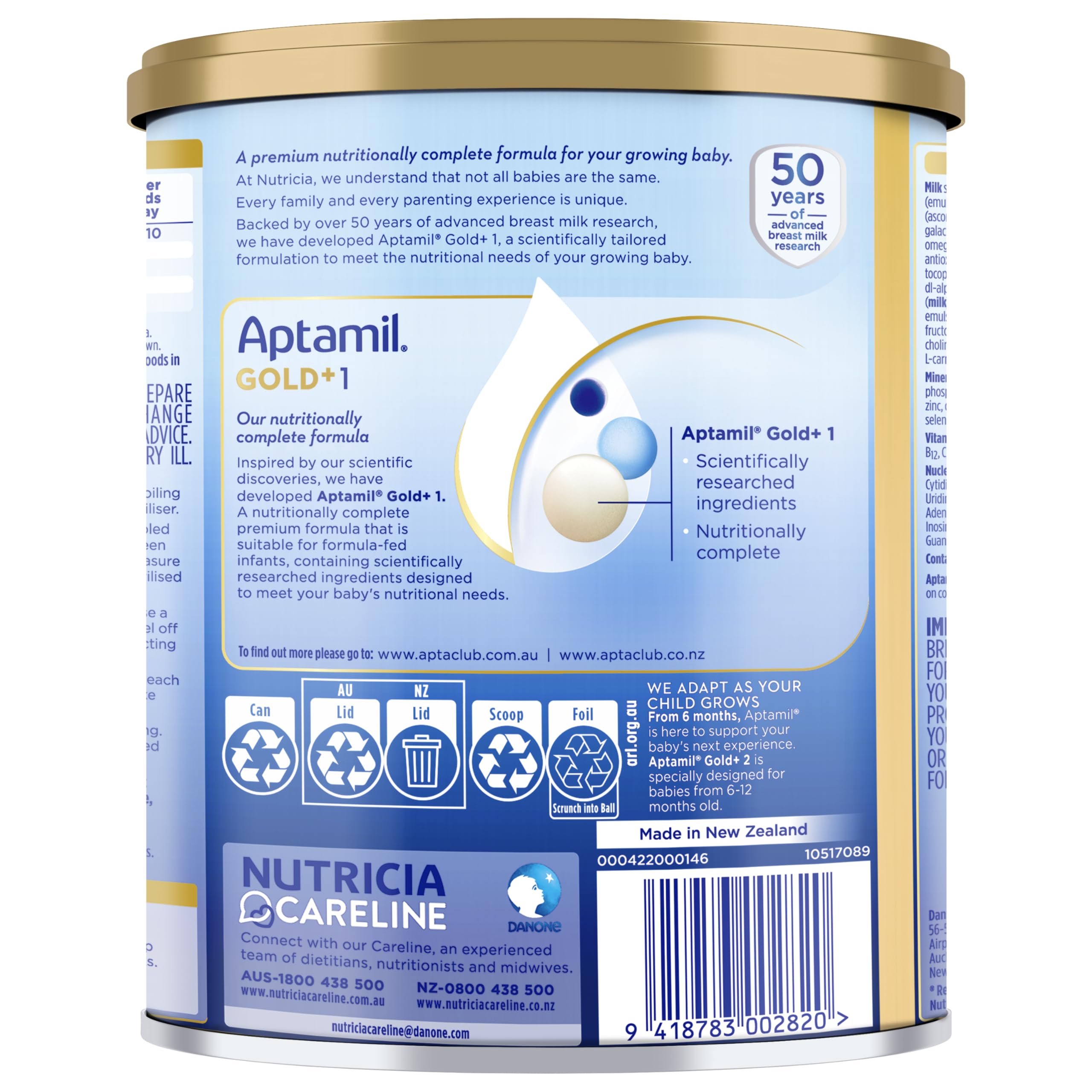 アプタミル　Aptamil GOLD+ ステップ1 900g 3缶 Aptamil Gold+ ProNutra Biotik Stage 1 Infant Formula– 31.7 oz