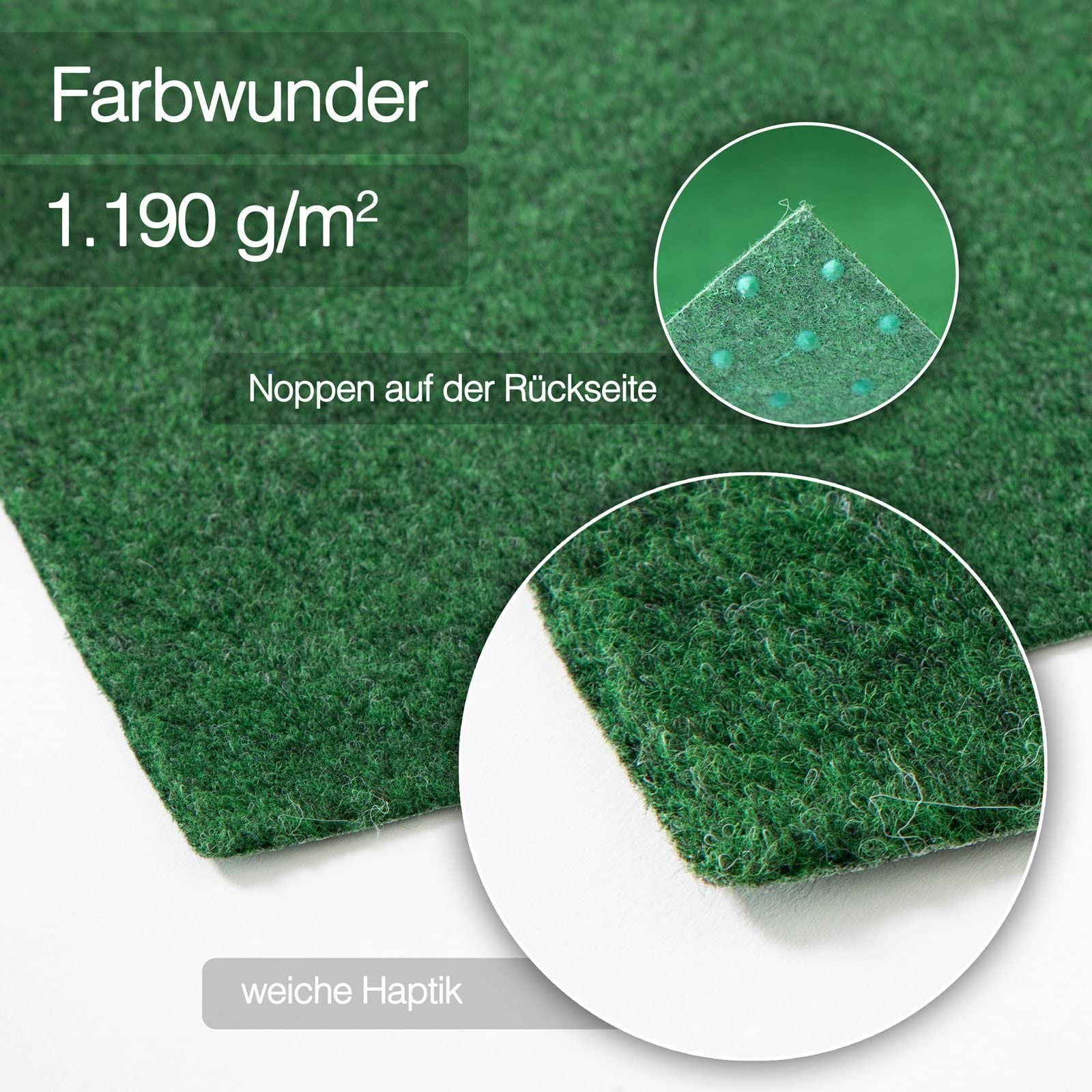 KARAT Tappeto in prato artificiale confortevole con gommini - Farbwunder PRO- resistente alle intemperie e ad asciugatura rapida (100 x 400 cm, verde