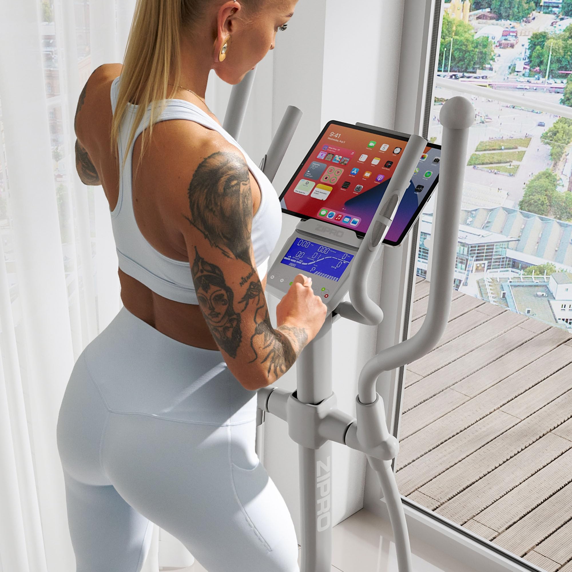 Zipro Elíptica Wave, Resistencia de hasta 120 kg, Equipo de Entrenamiento Cardiovascular, máquinas de Ejercicio, Entrenador doméstico, 32 Niveles de Resistencia, Bluetooth, Soporte para iPad