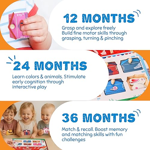 Miniatura 8 de JoyCat Rompecabezas de madera para niños pequeños de 1 a 3 años, juguetes Montessori para cumpleaños de niños y niñas de 1 a 2 años, cuerpo animal a