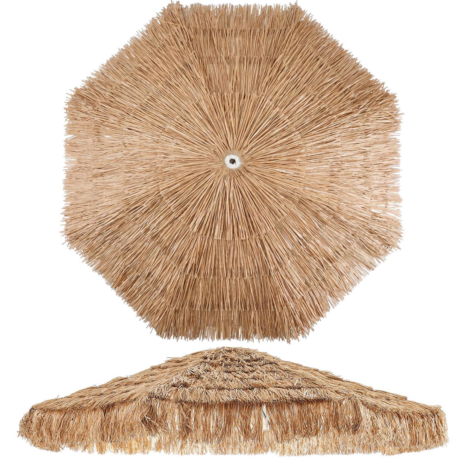 Photo 1 of CroBlissful 9 Ft Thatched Tiki Patio Umbrella Replacement Canopy, Thatched Tiki Umbrella Top, Large Tropical Hawaiian Style Roof Cover for Outdoor Shade, 8 Ribs, Canopy Only
