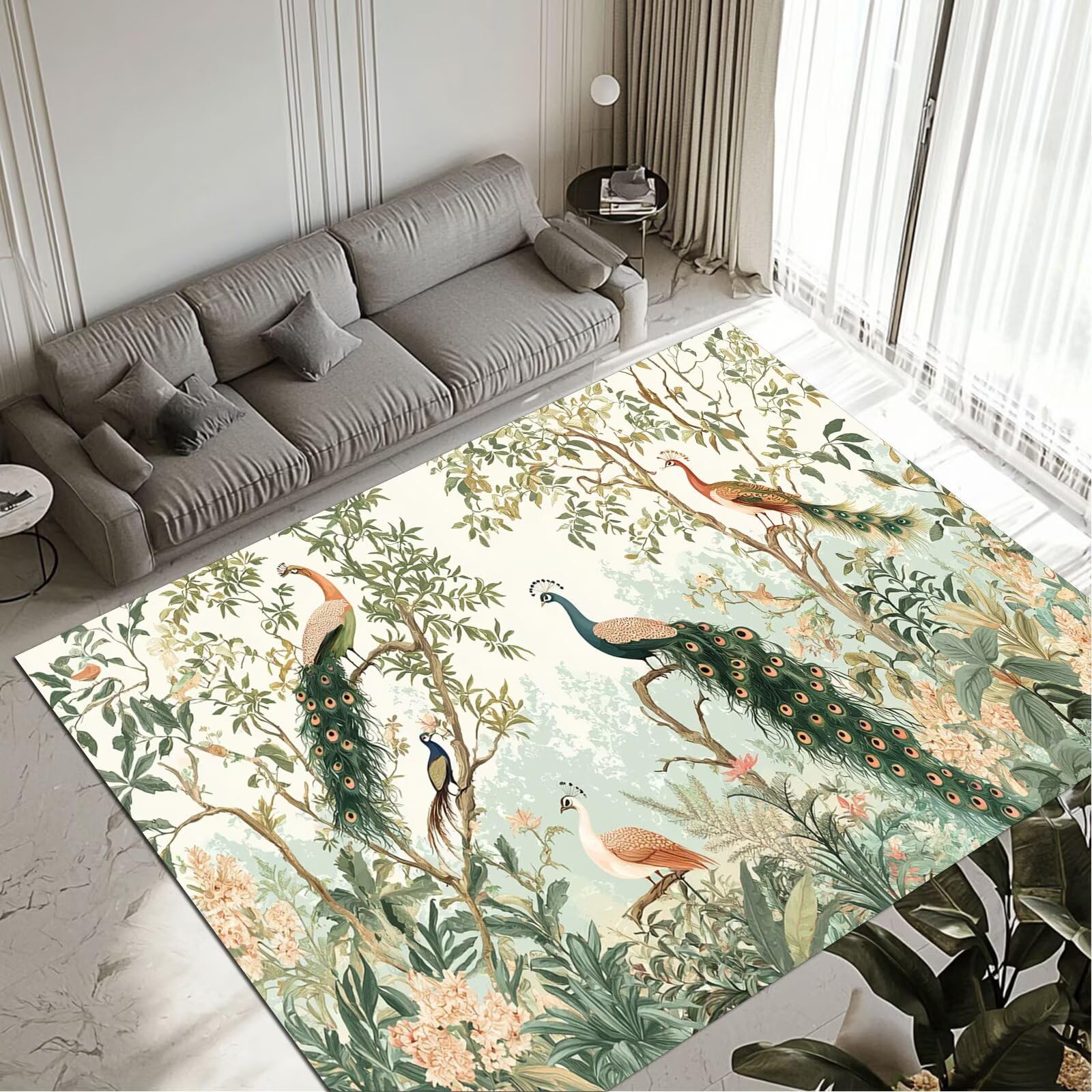 Tapis Peacock au salon ou dans la chambre grand tapis 140x200 pour salle à manger