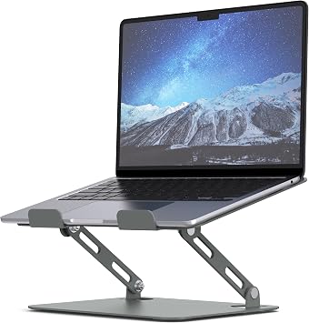SOUNDANCE Laptop Stand, Heavy Metal Base, Adjustable, 10-15.6",Grey | Ergonomic Multi-Angle, Foldable Design, Hollow Heat Dissipation, Desk Office