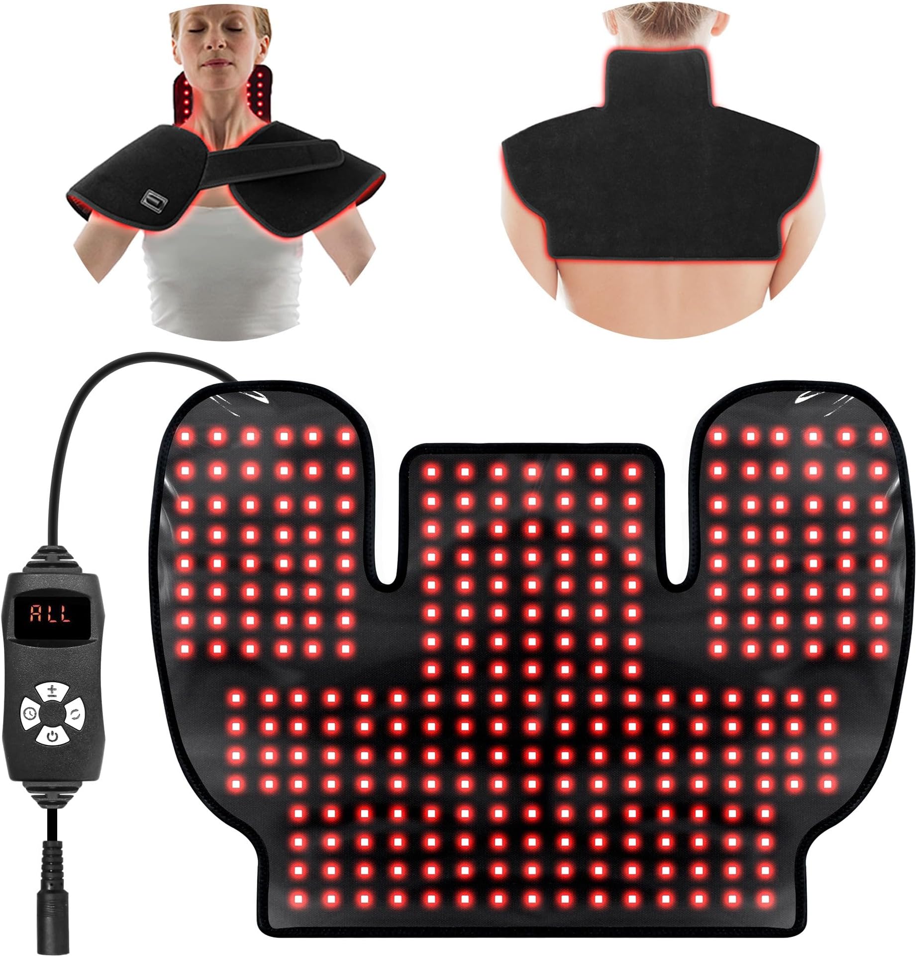 LED Red Light Therapy Device: Infrared Red Light Therapy 660nm&850nm Heated Pad for Body Neck Shoulder Upper Back, 36W Wearable Wrap Muscle Pain Relief for Women Men Home Office Travel