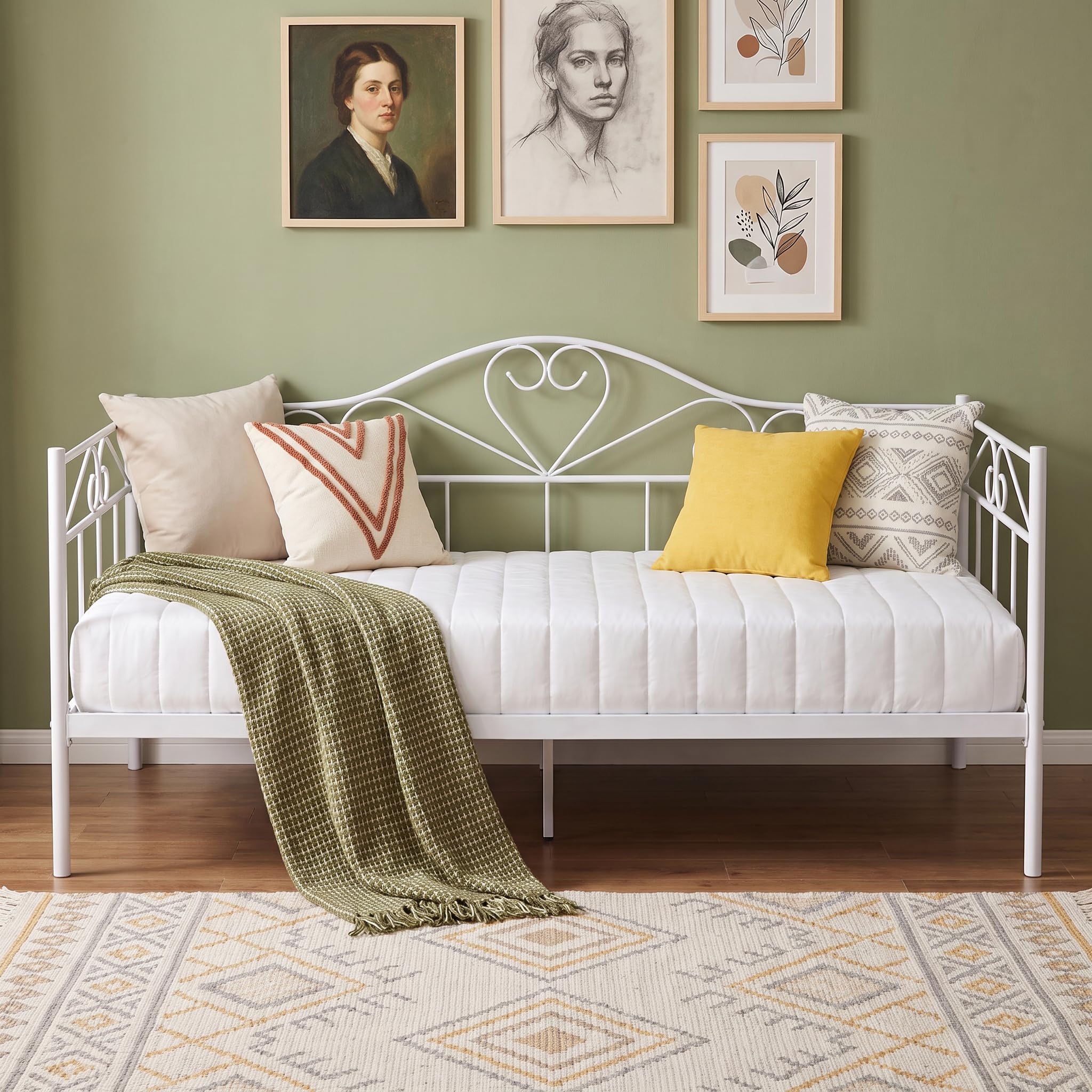 Panana Metal Day Bed,White Single Sofa Bed,Guest Bed Metal Bed Frame for Bedroom Living Room(White, Daybed 02 Only) — image 1