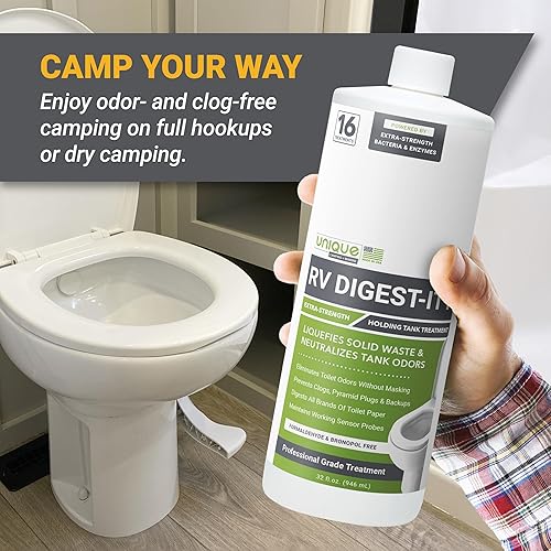 Miniatura 15 de Unique Tratamiento de inodoro RV Digest-It RV – Elimina los olores en la fuente y licúa los residuos – 16 usos por botella (32 onzas)