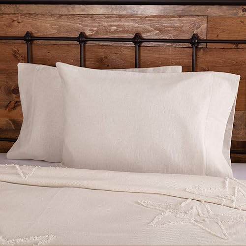 VHC Brands Juego de funda de almohada estándar de arpillera de algodón sólido de color liso, funda de almohada de 21 x 30 pulgadas, color blanco