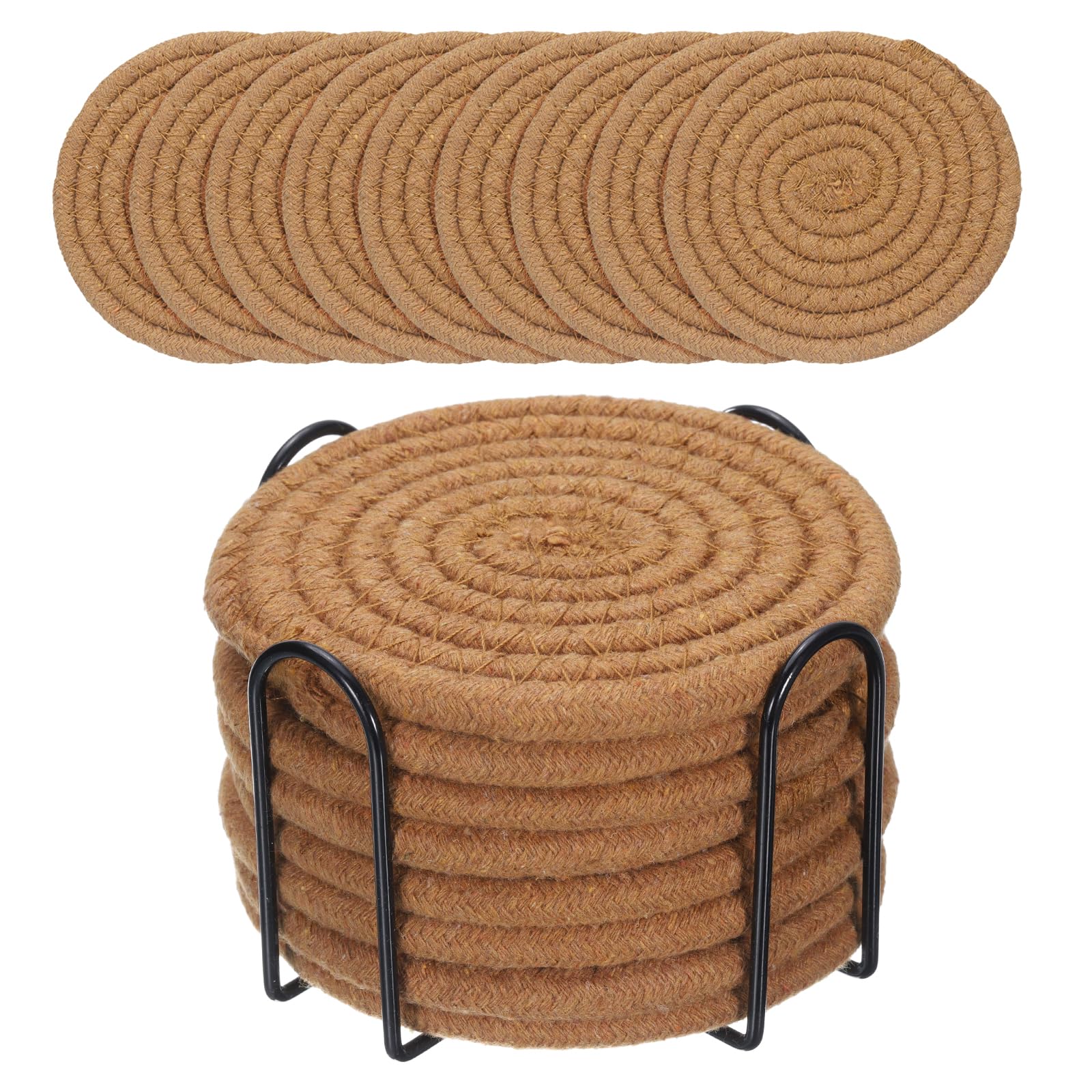 Dessous de verre pour tasses et boissons en coton absorbant 10.9 cm caramel