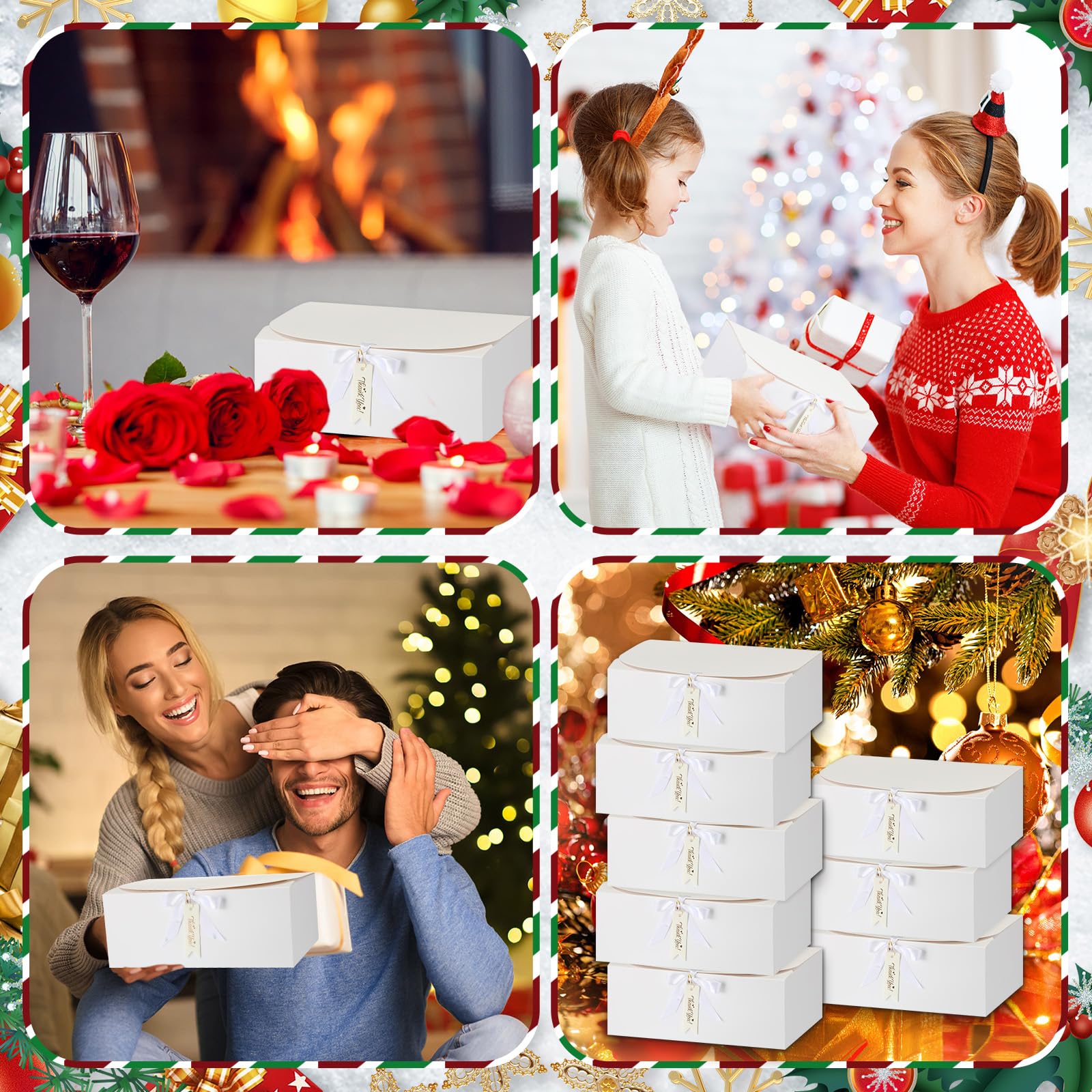 Maxcheck Hochzeits-Geschenkboxen mit Deckel, 25,4 x 20,3 x 10,2 cm, Brautjungfern-Antragsbox mit Schleife, Dankeschön-Tag und Anstecknadel für Hochzeitsgeschenke, Brautparty, Geburtstag, Party,