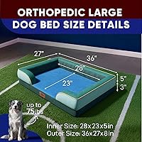 Vista 682 de Comfort Expression Cama ortopédica para perros extra grandes de 45 x 35 pulgadas, cama para mascotas XL de espuma tipo caja de huevos impermeable