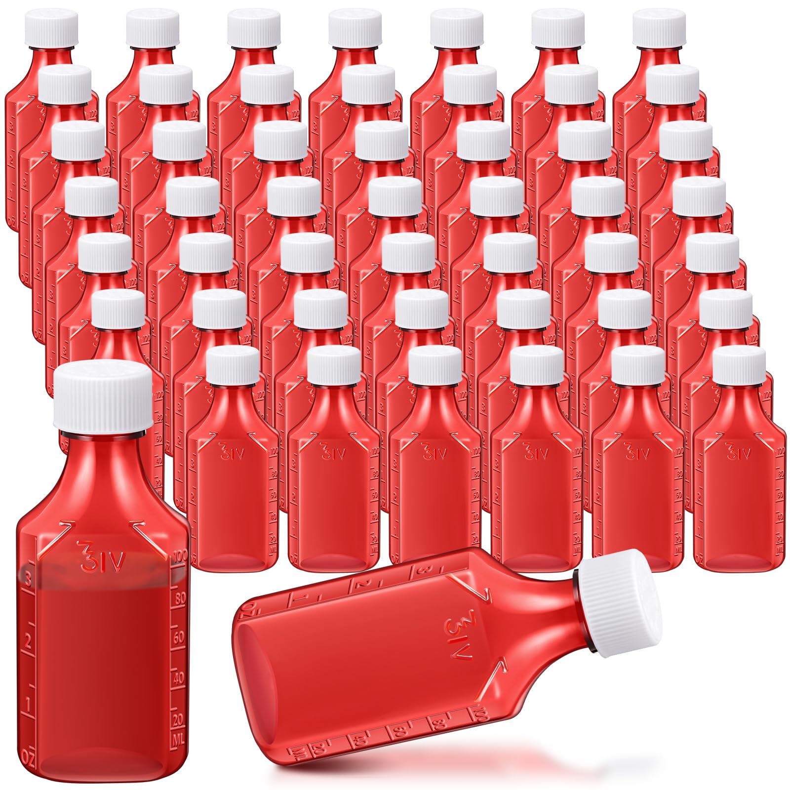 Reallnaive 50 Pcs 4 oz Liquid Medicine Bottles with Caps, Amber