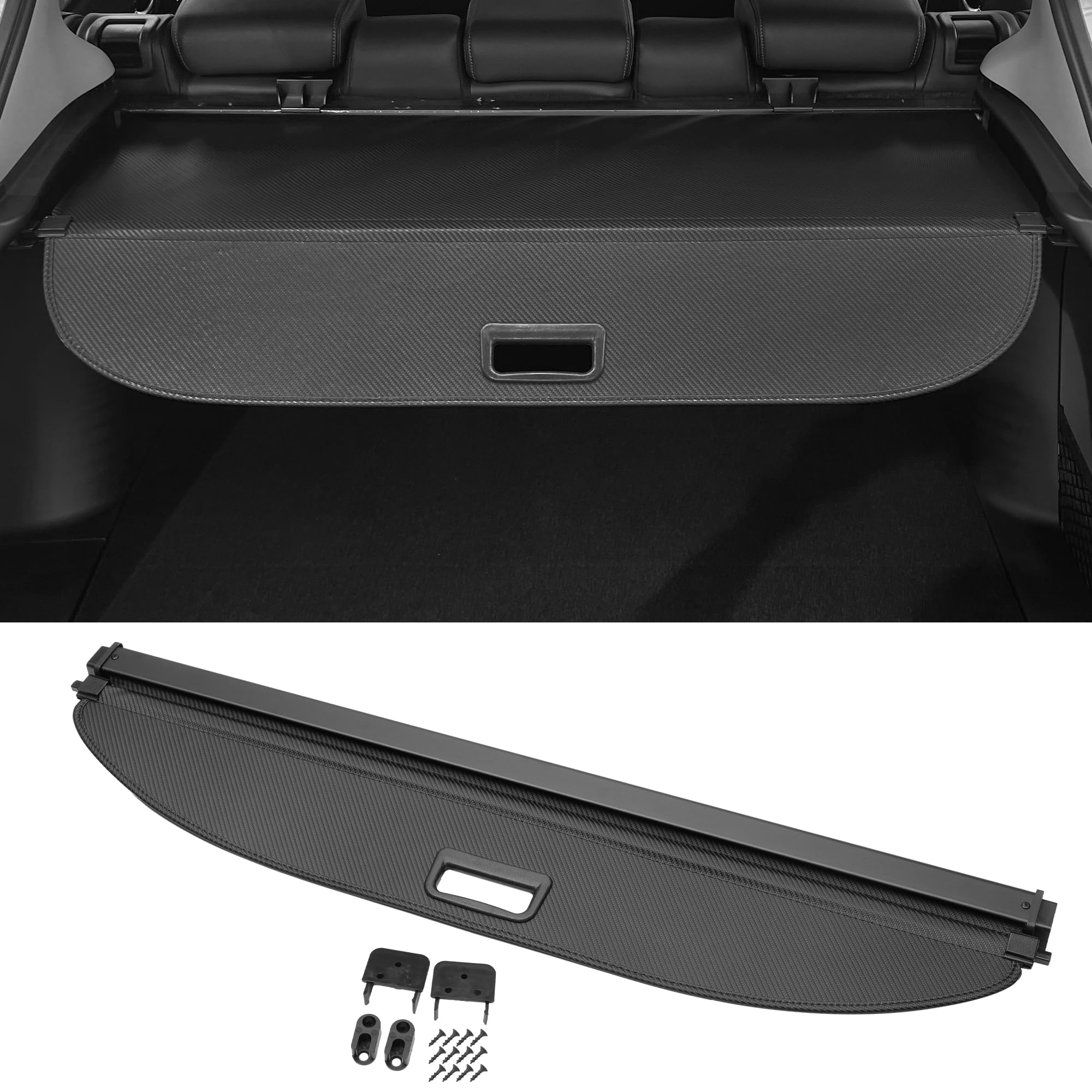 Motoforti Cubierta De Carga Retráctil Para Maletero De Coche Para Volkswagen Tiguan 2007-2016 Estante De Maletero Trasero Retráctil Lienzo Con Accesorios Fibra De Carbono Negro