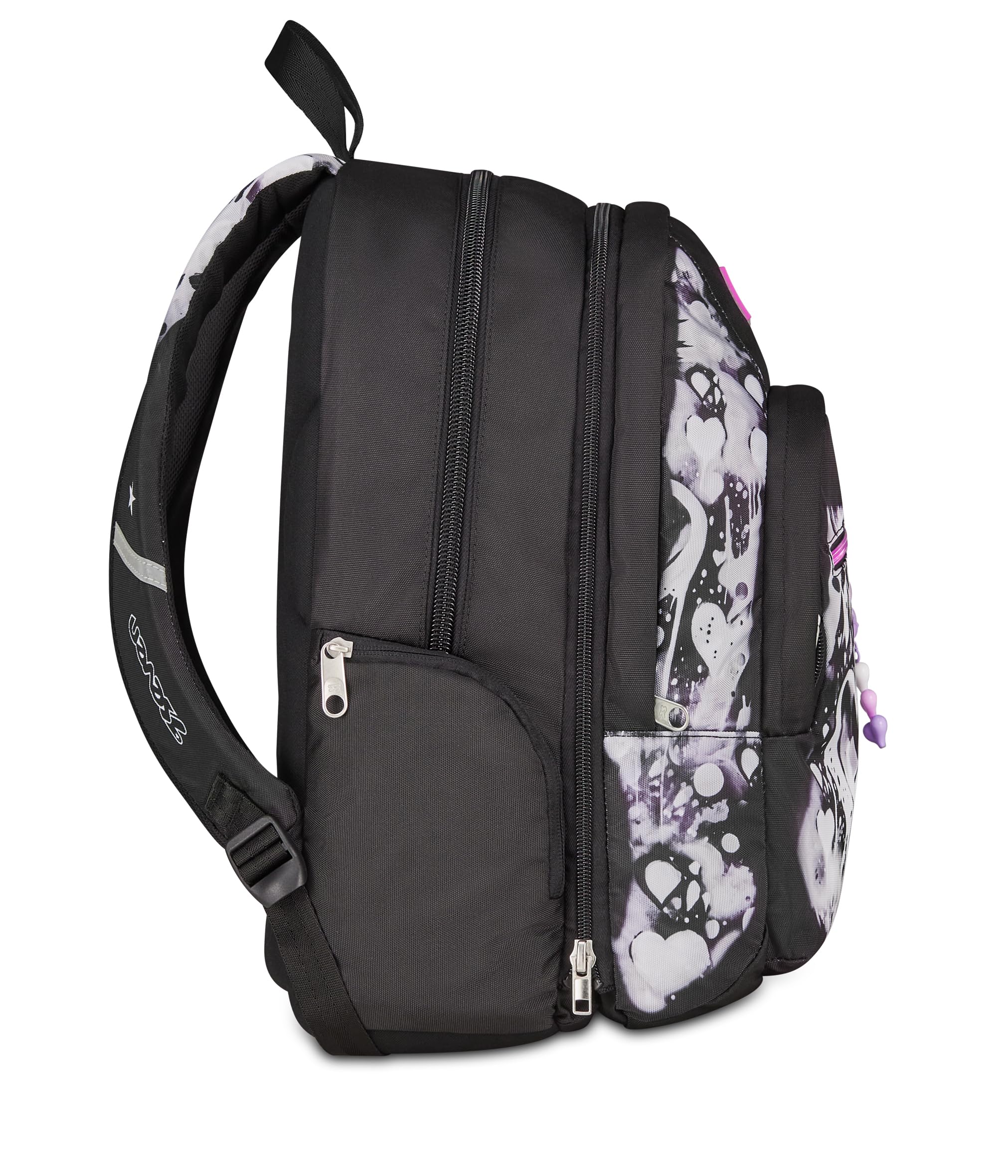 Seven Zaino Scuola Dual Detach PLUMPY LINE GIRL, Nero, 32 L, Doppio Scomparto, Multifunzione, Zaino Staccabile, Tasca con organizer, Scomparto porta pc, Scuola media e superiore, Bambina, Ragazza