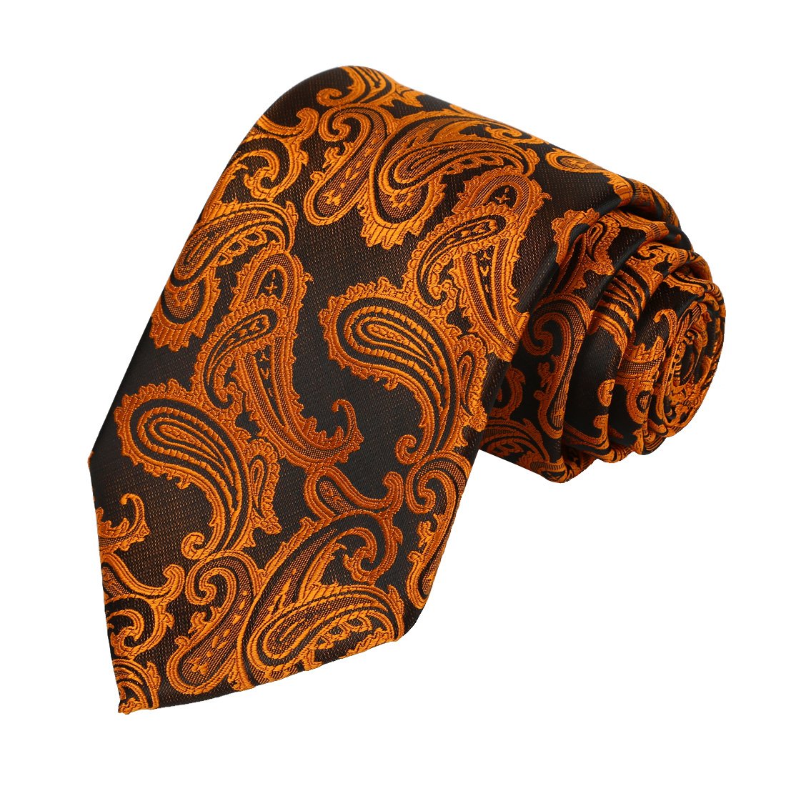KissTies Mens Necktie Classic Paisley Event Tie + Gift Box, Rust, One size