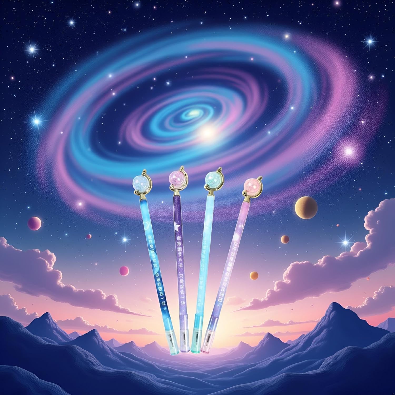 1PC RandomColor Starry Sky Planet Gel Pen,Ball Pen Starry Sky Planet Ball Rotate Gel Pen 0.5mm Black Signature Pen Student Study Stationery School Office Supplies,Writing and Correction Supplies image 6 of 7 B0DS9BN1NX