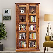 Modern Furniture Sheesham Wood Wooden Crockery Cabinet with Glass Door | Wooden Showcase Almirah | Book Shelf Crockery Unit for Home & Kitchen Living Room