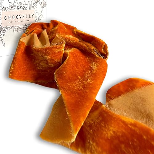 GROOVELY - Cinta de terciopelo para decoración de Halloween, cintas de Halloween, cinta para árbol de Navidad, guirnalda de cinta de Navidad para