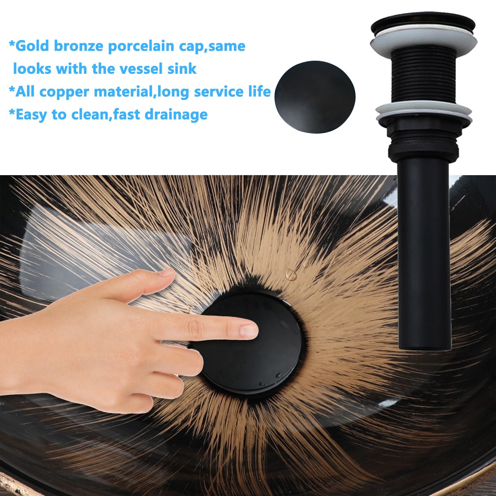 Lavabo Ovale Per Bagno 33x41x13 cm Da Appoggio in Ceramica Nero