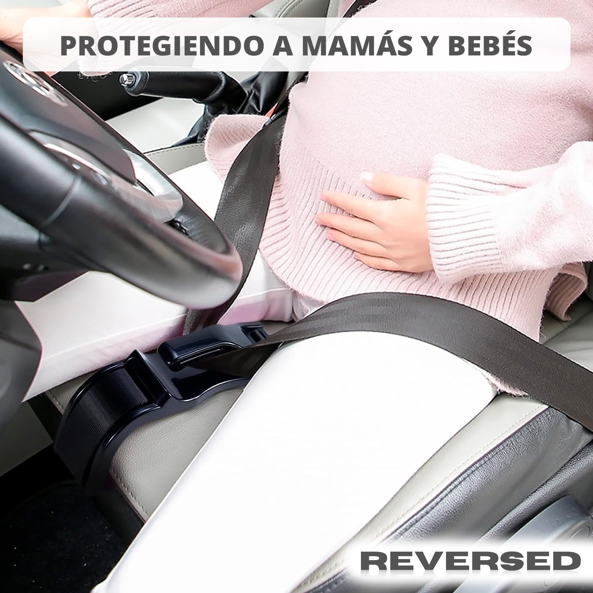REVERSED® Cinturón Embarazada Coche Homologado - Cómodo y Seguro - Viaja con Tranquilidad, Protegiendo a la Mamá y al Bebé (Negro) — view 8