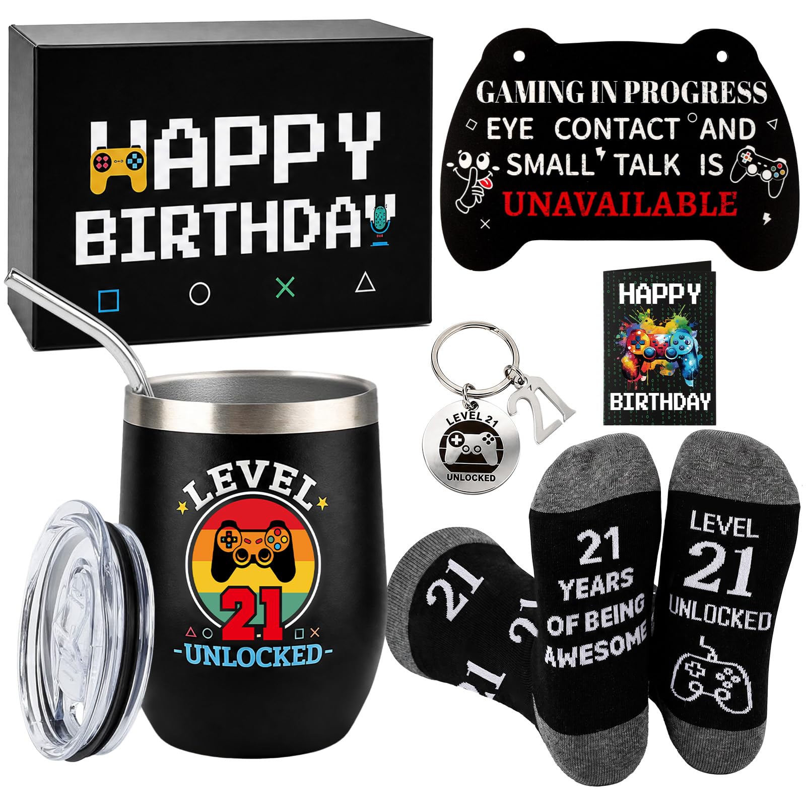 Belillpipi 21st Birthday Gifts for Men, Funny 21th Gamer Gift Set for Men, 21st Birthday Gifts for Him Son Grandson Friend Nephew Game Lovers — image 1