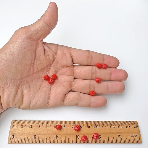 Miniatura 2 de Chengmu Cuentas de vidrio rojo de cerámica Rondelle de 0.315 in para la fabricación de joyas, 300 unids forma de Briolette facetada Crytal Spacer