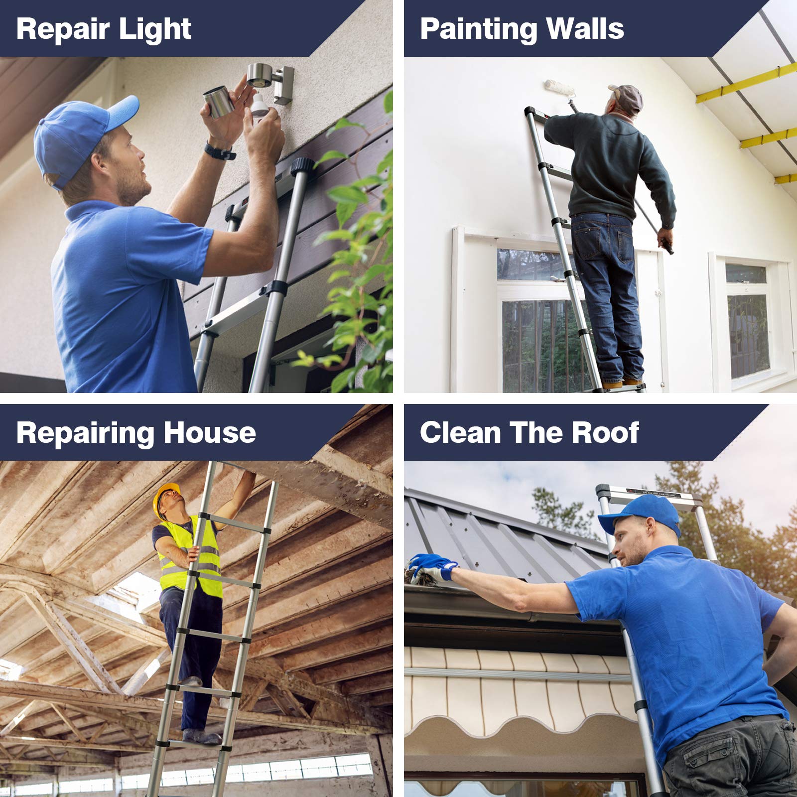 Buy augtarlion Aluminum Telescoping Extension Ladder 12.5 FT, Folding