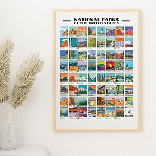Miniatura 4 de Park People Póster para raspar de los Parques Nacionales de Estados Unidos con los 63 Parques Nacionales de Estados Unidos 24 x 17 pulgadas