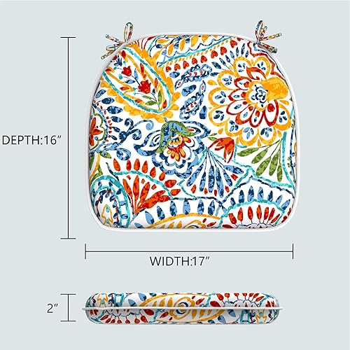 Miniatura 2 de LVTXIII Cojines de asiento para sillas de interiorexterior con lazos, 16 x 17 pulgadas de ancho para muebles de patio, jardín, hogar, oficina,