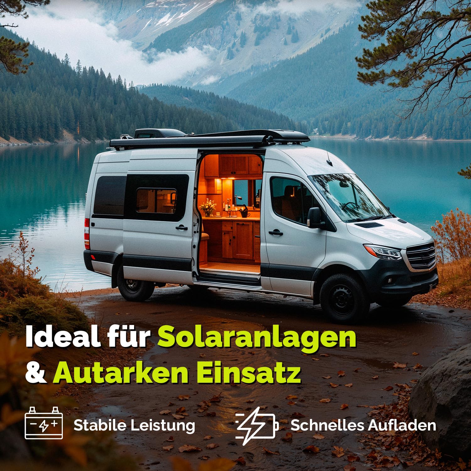 Electronicx AGM Versorgungsbatterie 12V 100Ah Deep Cycle Solar Batterie wartungsfrei versiegelt Wohnmobil Wohnwagen Camping Freizeitakku 278x175x190mm