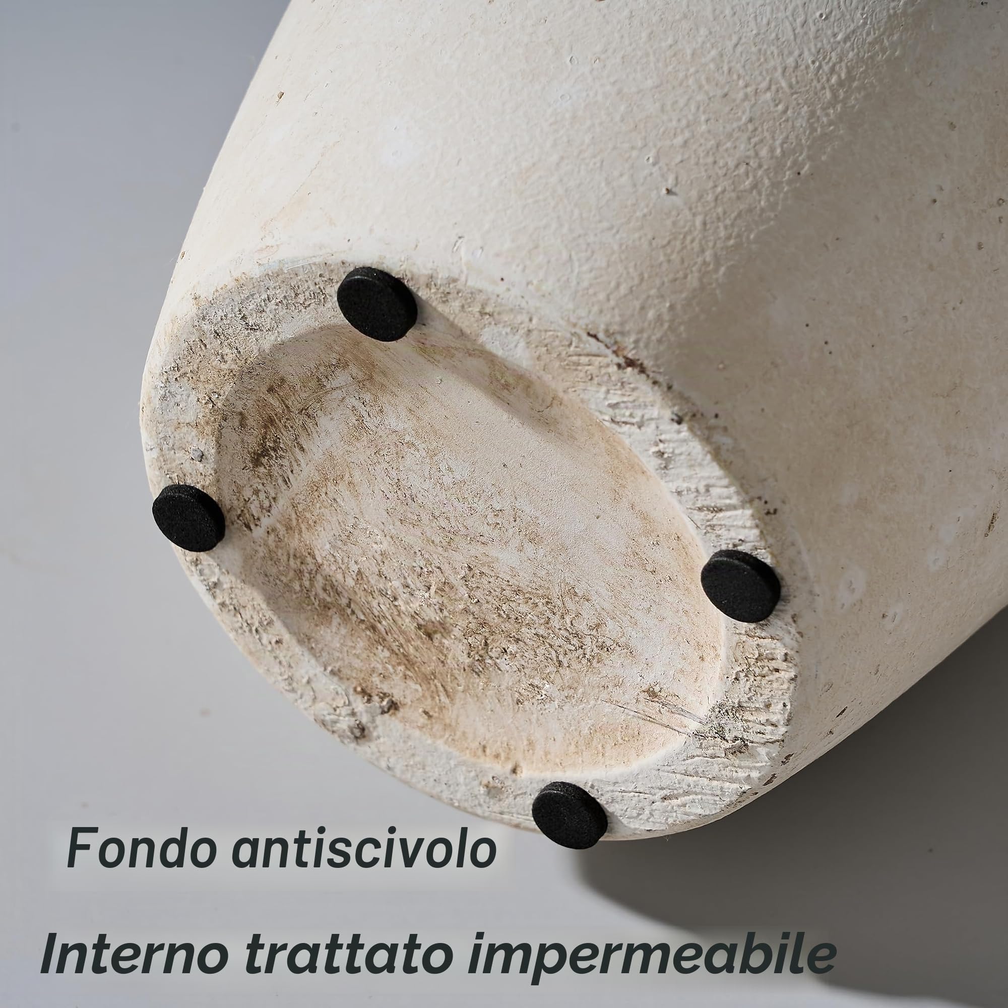 PORCER Vaso in ceramica, 24 cm, vaso decorativo in terracotta con manici, decorazione bohémien, vaso rustico per la casa, fattoria, soggiorno, tavolo - beige