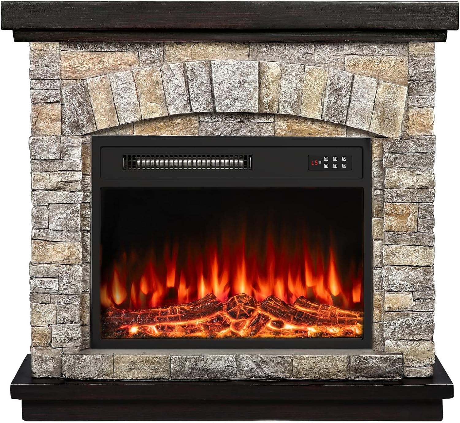 Chimenea Eléctrica BOSSIN 36 Pulgadas con Repisa y Marco de Piedra