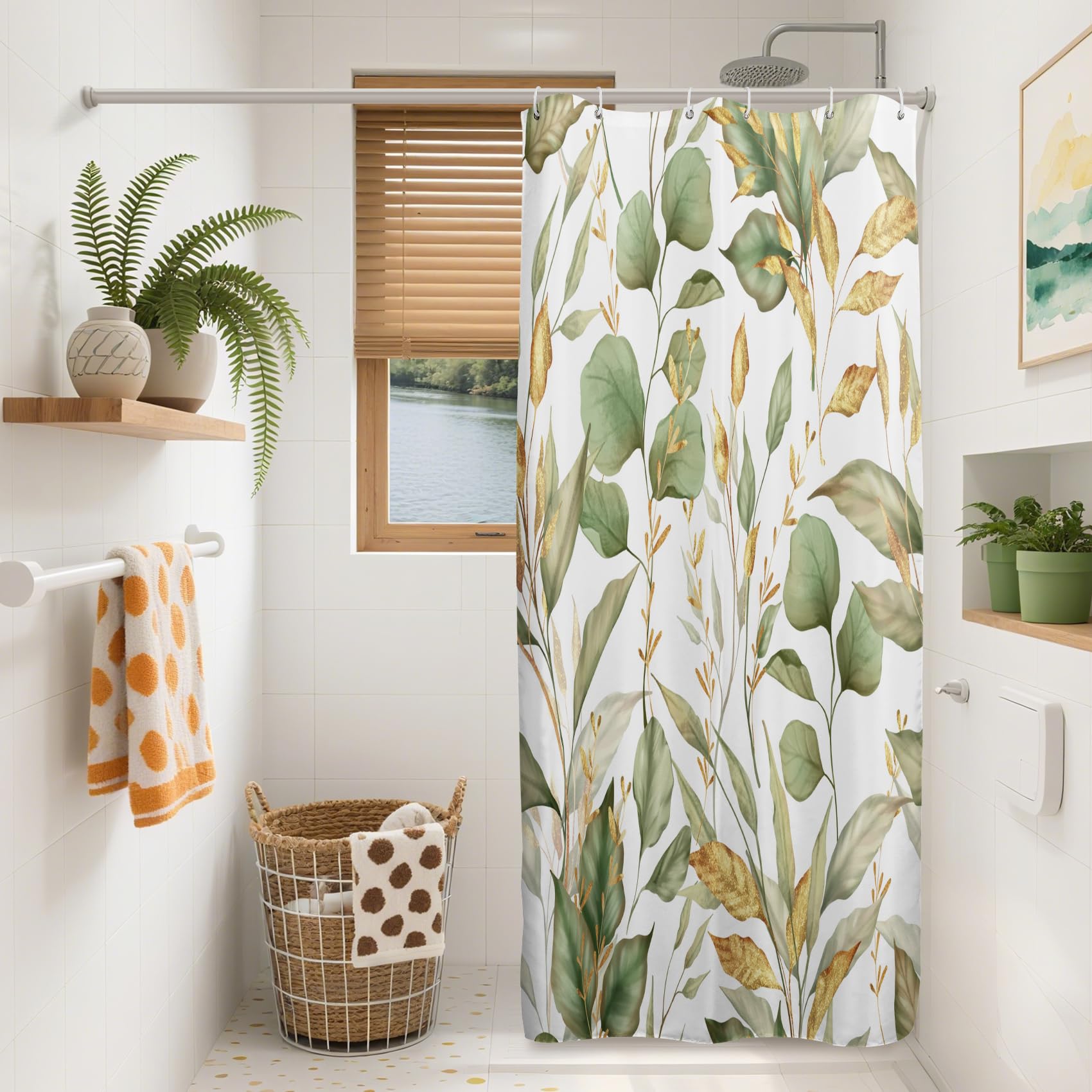 Rideau de douche motif végétal crée une ambiance de nature relaxante dans votre salle de bain