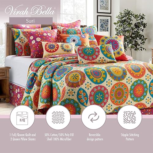 Miniatura 2 de Virah Bella Suri - Juego de ropa de cama de 2 piezas, tamaño matrimonialqueen, juego de edredón reversible rústico con fundas de almohada decorativas