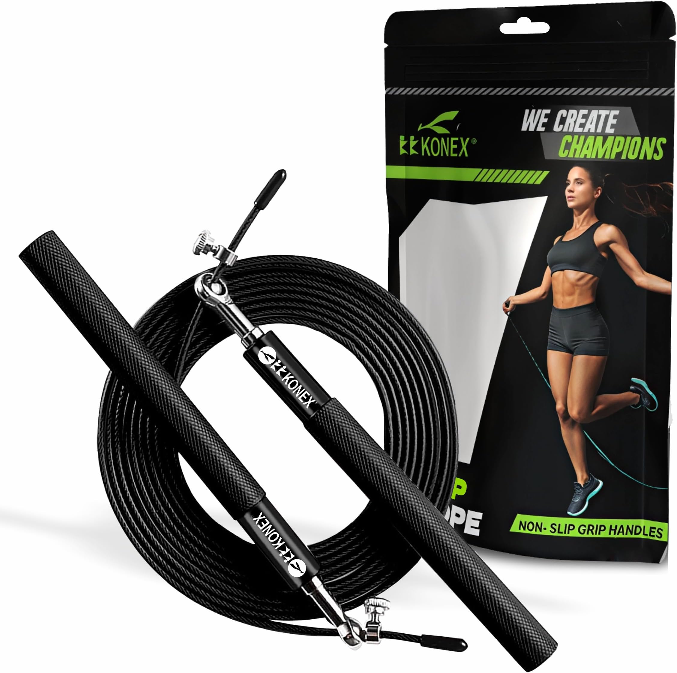 Adjustable Steel Wire with Durable PVC Material Skipping Rope for Men & Women | Jumping Rope for Fitness, Home & Gym Workouts (Black)