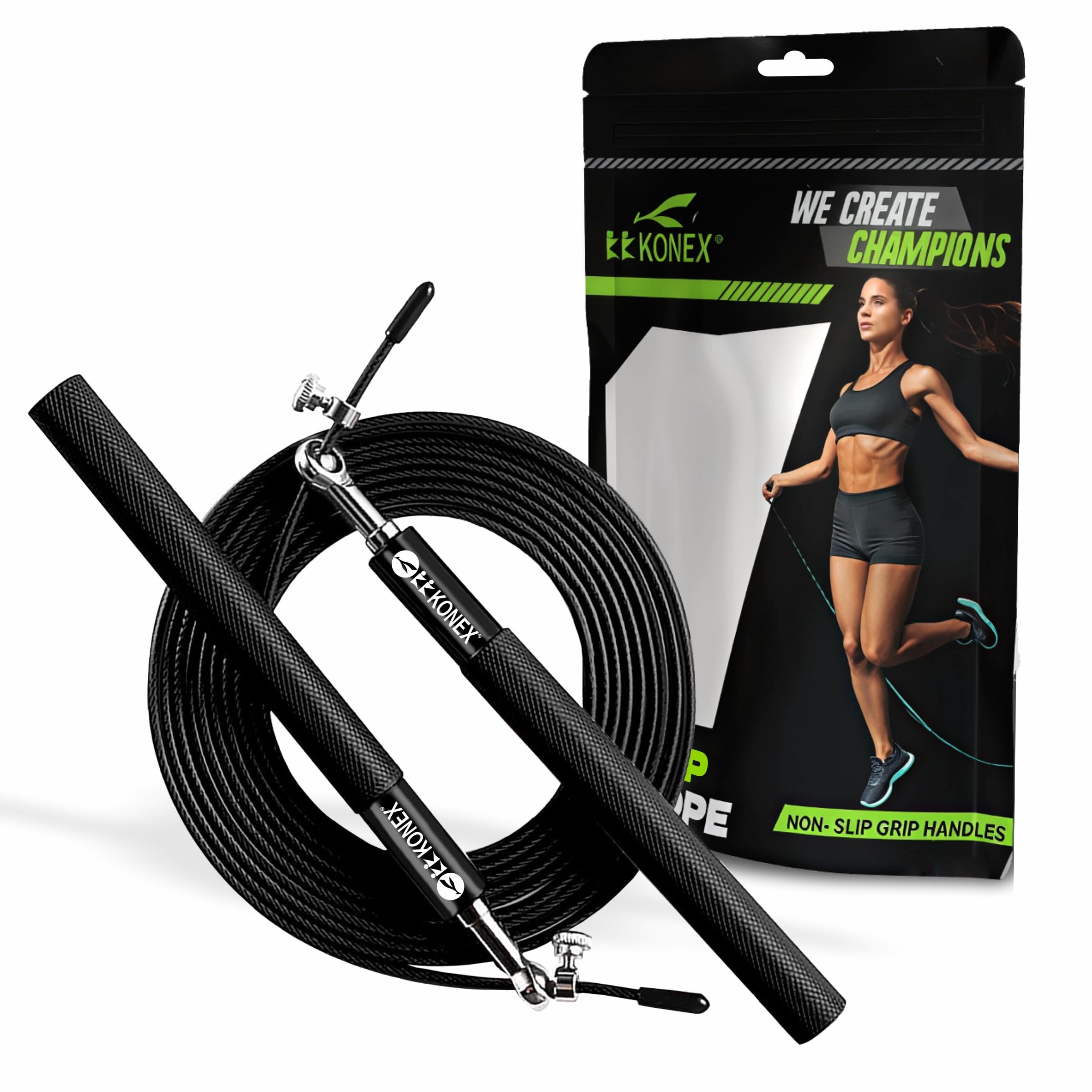 Adjustable Steel Wire with Durable PVC Material Skipping Rope for Men & Women | Jumping Rope for Fitness, Home & Gym Workouts (Black)
