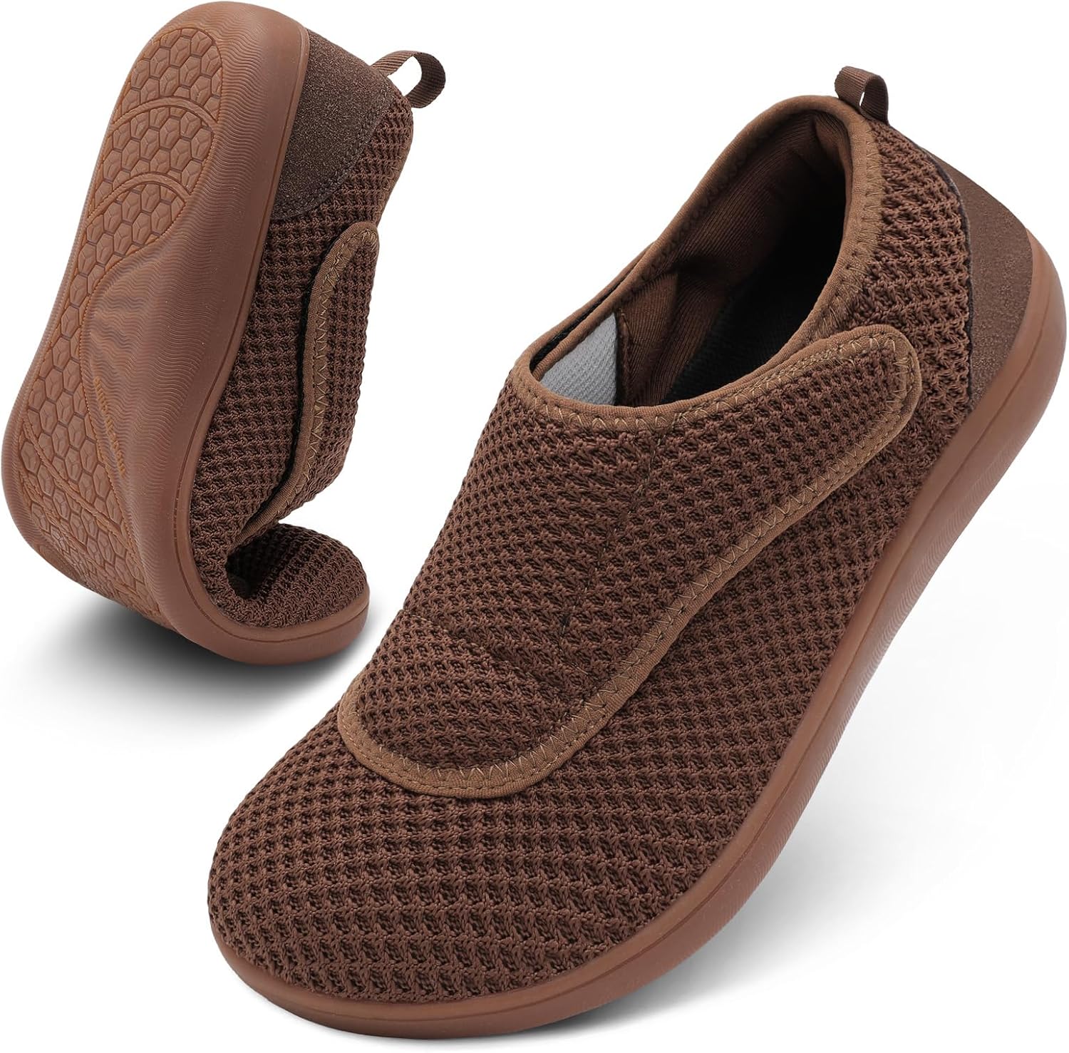 Mens Walking Shoes Wide Diabetic Shoes Adjustable Swollen Feet Neuropathy Orthopedic Shoes Breathable Barefoot Zero Drop Sneakers