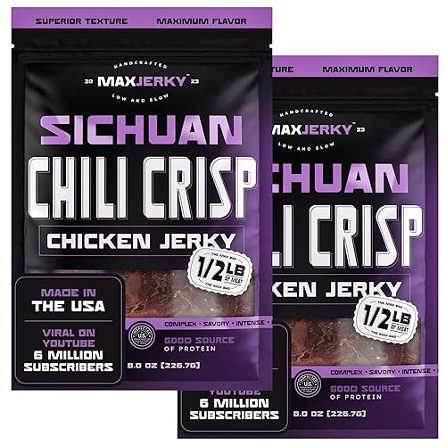 Miniatura 10 de MaxJerky Sichuan Chili Crisp Chicken Jerky, 0.97 oz de proteína, 2.5 onzas (paquete de 4)