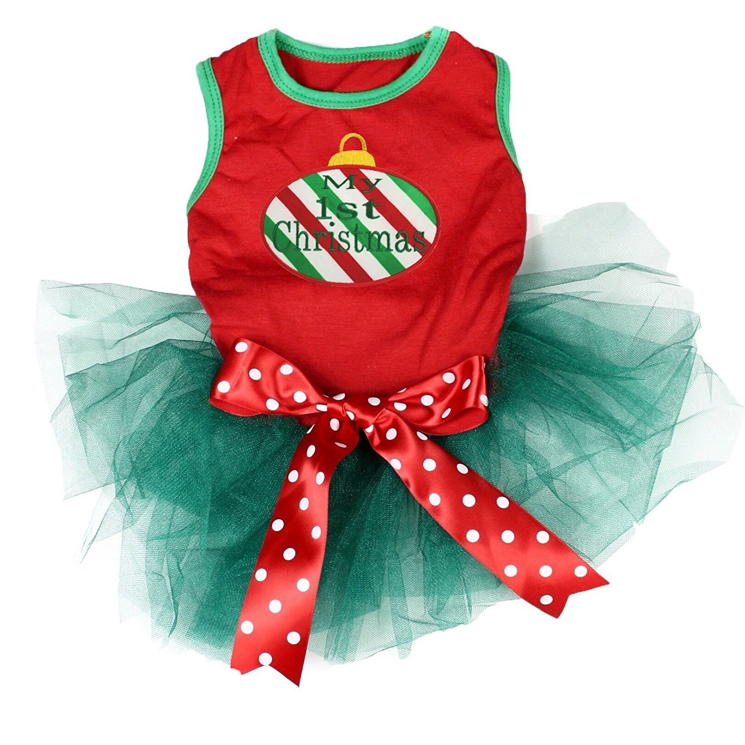Tutu de Noël pour chien XXL déguisement sapin rouge à pois pour réveillon