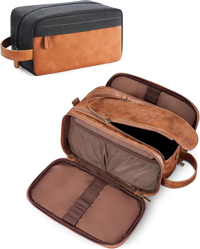 Necessaire de viagem Elviros em couro sintético PU com organizador e bolsa para calçados, pacote com 2