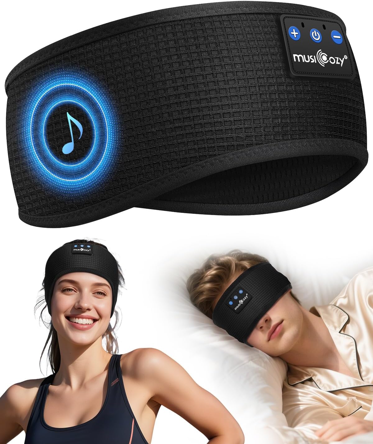 MUSICOZY Bluetooth Sleep Headphones, Sleep Headphones, Side Sleepers, Wireless Sports Headphones, Headband, 16+STD for Yoga, Training, Travel, Insomnia, Tech Gadgets for Men/Women – MUSICOZY product photo