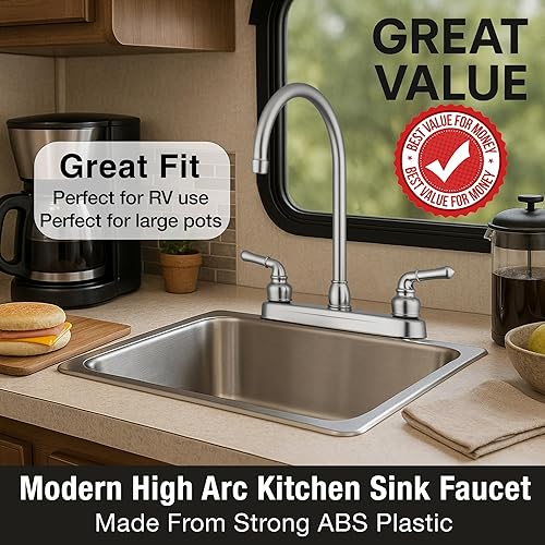 Miniatura 10 de Pacific Bay PB-K14CP - Grifo para fregadero de cocina con palancas clásicas, chapado metálico sobre plástico ABS (cromo pulido)