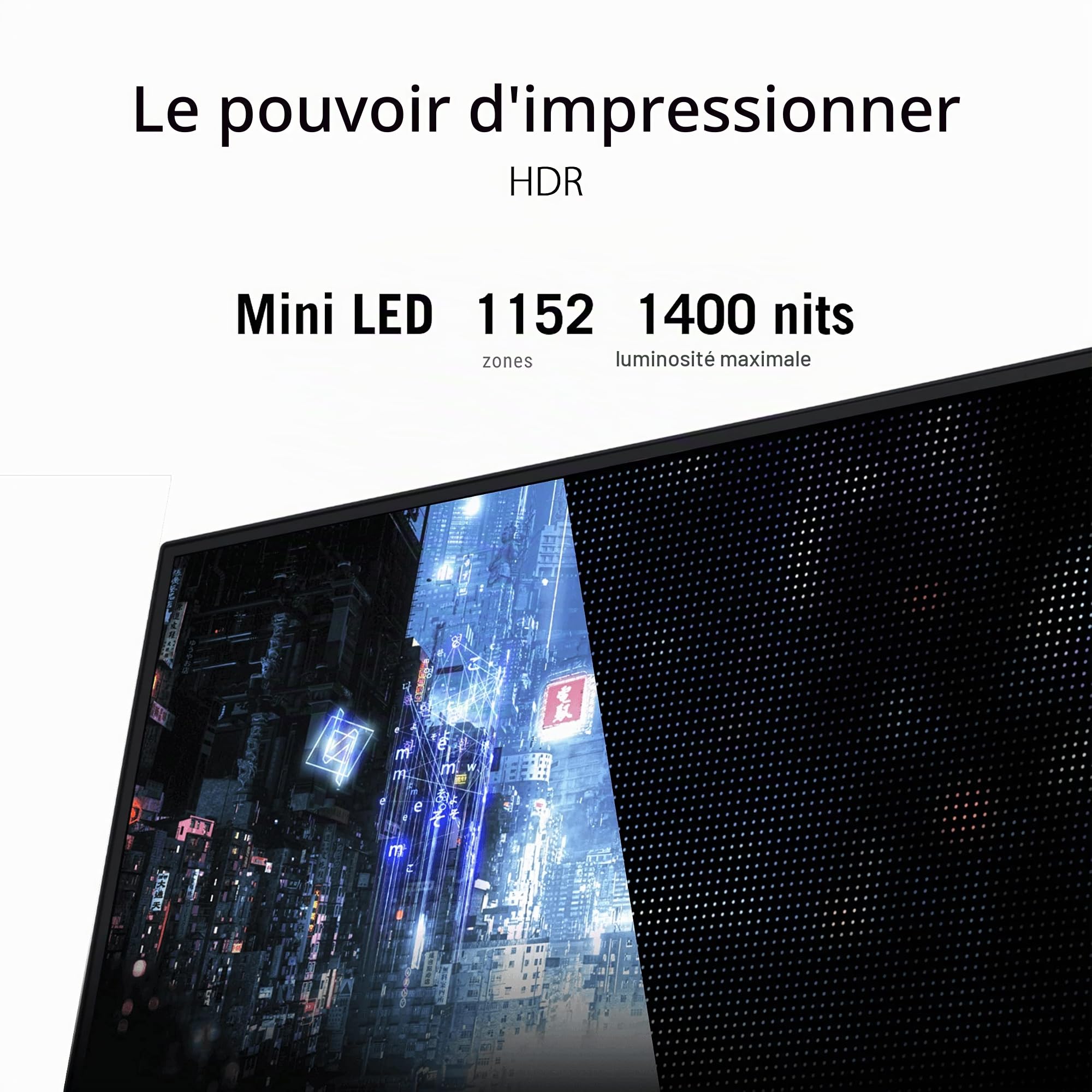 ASUS ROG PG32UQX - Ecran PC Gaming Esport 32" 4K - Dalle IPS Mini LED - 144Hz - 3840 x 2160-1400cd/m² - Display Port, 3X HDMI et 3X USB - G-Sync Ultimate -Display HDR 1400 - Rétroéclairage FALD