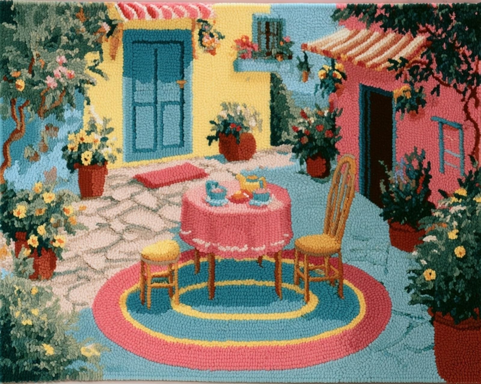 Wallphantom Latch Hook Craft Kits,Table in the Courtyard