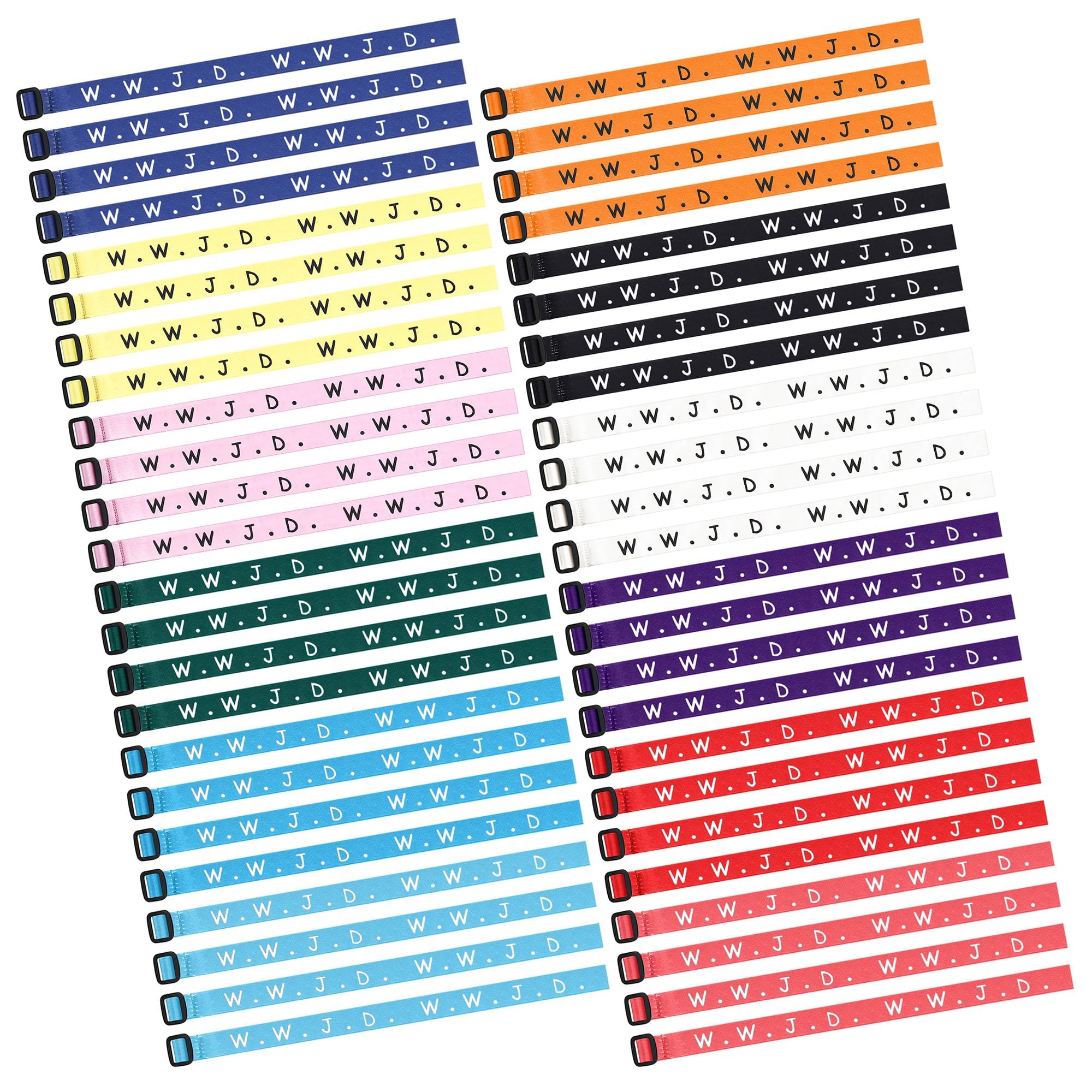 Kakonia48 Pcs W.W.J.D.Bracelets Webbing Jesus Religious Christian Bracelets What Would Jesus Do Woven Bracelets for Church Fundraisers