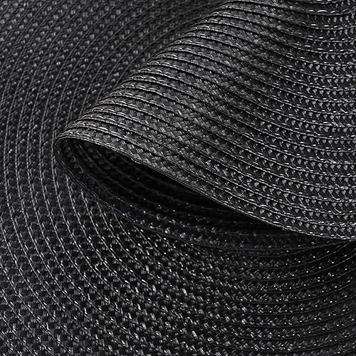 Miniatura 3 de Feuille Juego de 4 manteles individuales redondos trenzados para mesa de comedor, tejidos, lavables, antideslizantes, 13.5 pulgadas (negro, 4 piezas)